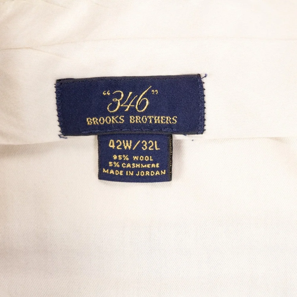 Brooks Brothers Mens 44x31 Wool Cashmere Glen Plaid Dress Pants Brown